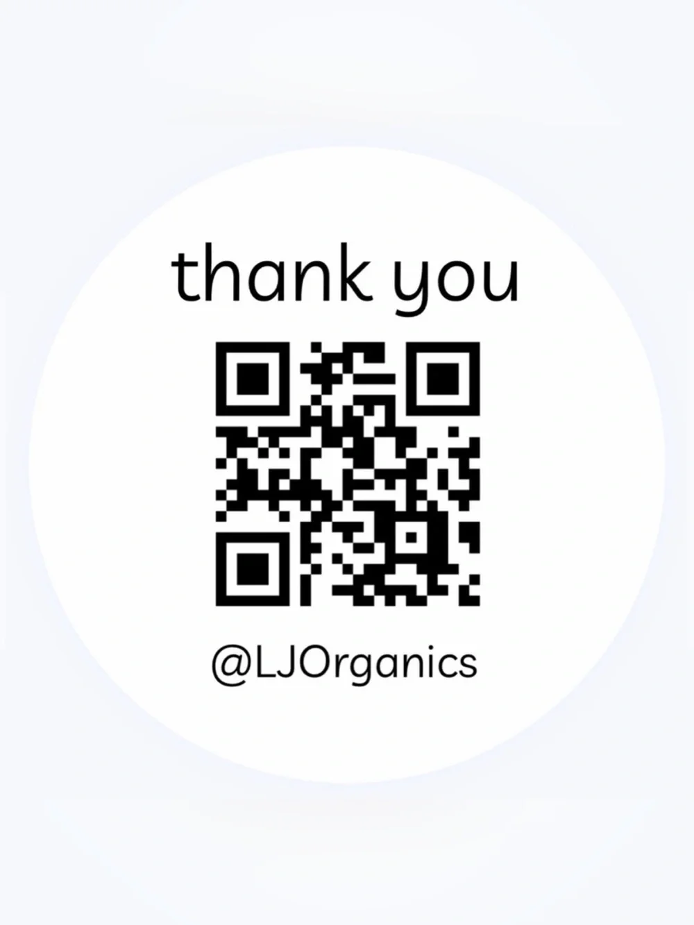 50 CUSTOM STICKERS - 2” ROUND - “THANK YOU” - W/ QR CODE & CLOSET NAME - WHITE